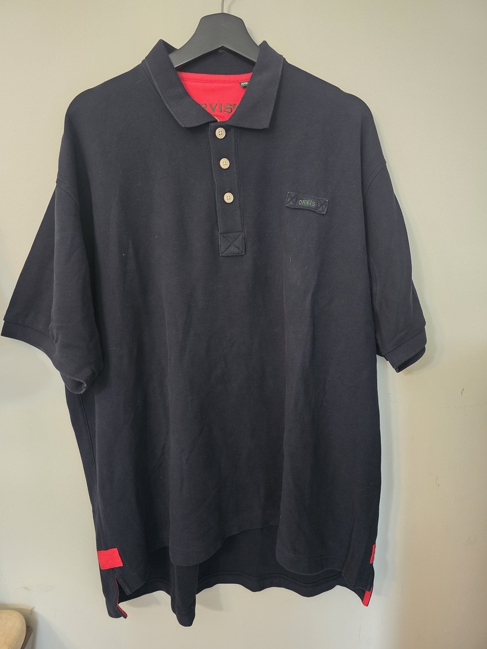 Orvis Men's Black Polo with Red Accent Mens Big And Tall